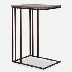 Theodore Bronze/Gray Travertine Top Accent Table - Ornate Home