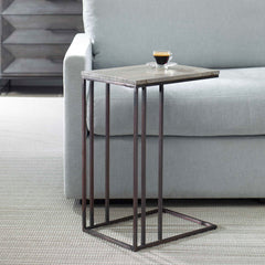 Theodore Bronze/Gray Travertine Top Accent Table - Ornate Home
