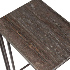 Theodore Bronze/Gray Travertine Top Accent Table - Ornate Home