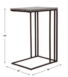 Theodore Bronze/Gray Travertine Top Accent Table - Ornate Home