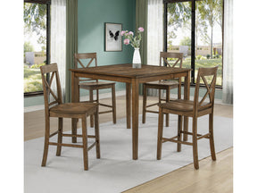 Theodore Brown 5-Piece Counter Height Dining Set - Ornate Home