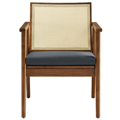 Thera Walnut/Black Vegan Leather and Cane Accent Armchairs (Set of 2) - Ornate Home