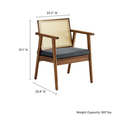 Thera Walnut/Black Vegan Leather and Cane Accent Armchairs (Set of 2) - Ornate Home