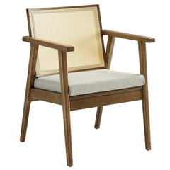 Thera Weathered Oak/Stone Vegan Leather and Cane Accent Armchairs (Set of 2) - Ornate Home