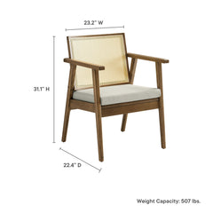 Thera Weathered Oak/Stone Vegan Leather and Cane Accent Armchairs (Set of 2) - Ornate Home