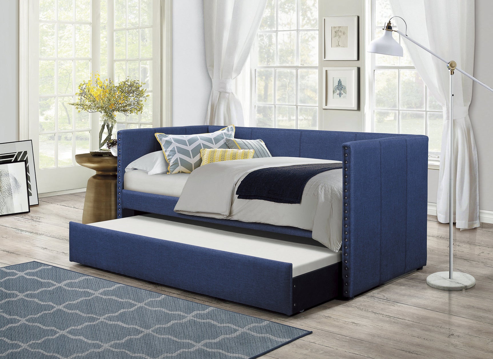 Therese Blue Daybed with Trundle - Ornate Home