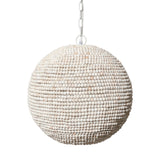 Theta Whitewash Wood Beaded Pendant Light - Ornate Home