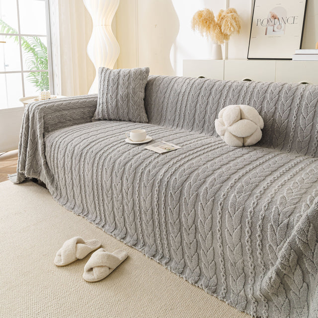 Thick Cozy 3D Cable Sofa Throw Cover, Plush Jacquard Warm Fleece Throw Blanket - Ornate Home