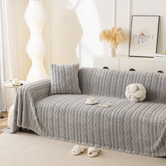 Thick Cozy 3D Cable Sofa Throw Cover, Plush Jacquard Warm Fleece Throw Blanket - Ornate Home