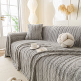 Thick Cozy 3D Cable Sofa Throw Cover, Plush Jacquard Warm Fleece Throw Blanket - Ornate Home