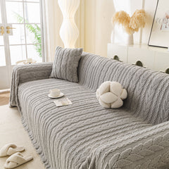 Thick Cozy 3D Cable Sofa Throw Cover, Plush Jacquard Warm Fleece Throw Blanket - Ornate Home