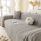 Thick Cozy 3D Cable Sofa Throw Cover, Plush Jacquard Warm Fleece Throw Blanket - Ornate Home