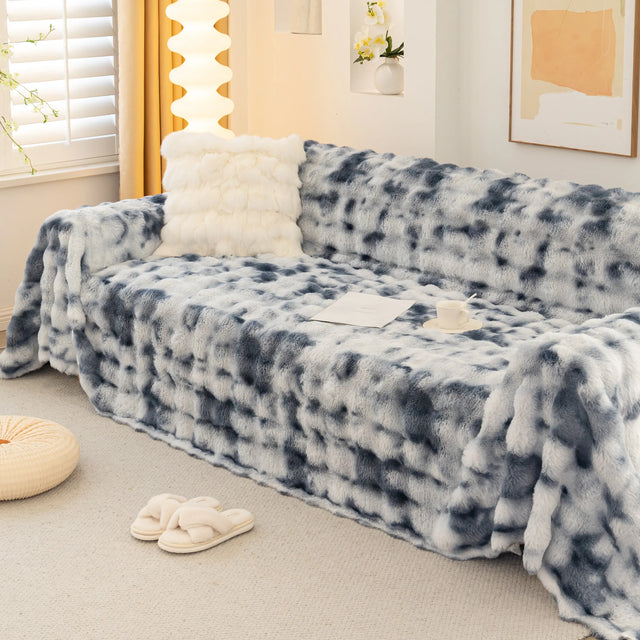 Thick Faux Fur Couch Cover Fluffy Fuzzy Warm Washable Furniture Protector for Kids Pets - Ornate Home