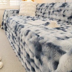 Thick Faux Fur Couch Cover Fluffy Fuzzy Warm Washable Furniture Protector for Kids Pets - Ornate Home