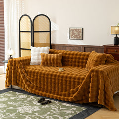 Thick Faux Fur Sofa Cover Fluffy Plush Warm Sofa Slipcover Furniture Protector for Couch Bed - Ornate Home