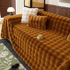 Thick Faux Fur Sofa Cover Fluffy Plush Warm Sofa Slipcover Furniture Protector for Couch Bed - Ornate Home