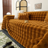 Thick Faux Fur Sofa Cover Fluffy Plush Warm Sofa Slipcover Furniture Protector for Couch Bed - Ornate Home