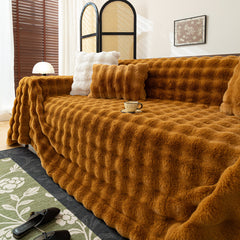 Thick Faux Fur Sofa Cover Fluffy Plush Warm Sofa Slipcover Furniture Protector for Couch Bed - Ornate Home