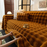 Thick Faux Fur Sofa Cover Fluffy Plush Warm Sofa Slipcover Furniture Protector for Couch Bed - Ornate Home