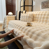 Thick Faux Fur Sofa Cover Fluffy Plush Warm Sofa Slipcover Furniture Protector for Couch Bed - Ornate Home