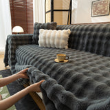 Thick Faux Fur Sofa Cover Fluffy Plush Warm Sofa Slipcover Furniture Protector for Couch Bed - Ornate Home