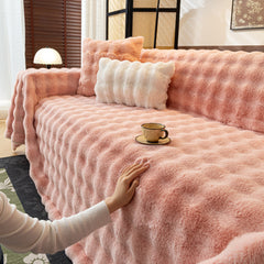 Thick Faux Fur Sofa Cover Fluffy Plush Warm Sofa Slipcover Furniture Protector for Couch Bed - Ornate Home