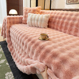Thick Faux Fur Sofa Cover Fluffy Plush Warm Sofa Slipcover Furniture Protector for Couch Bed - Ornate Home