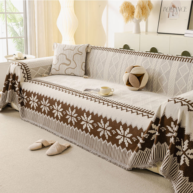 Thick Jacquard Couch Cover for Sectional Sofas, Cozy Washable Sofa Cover Throw Blanket - Ornate Home