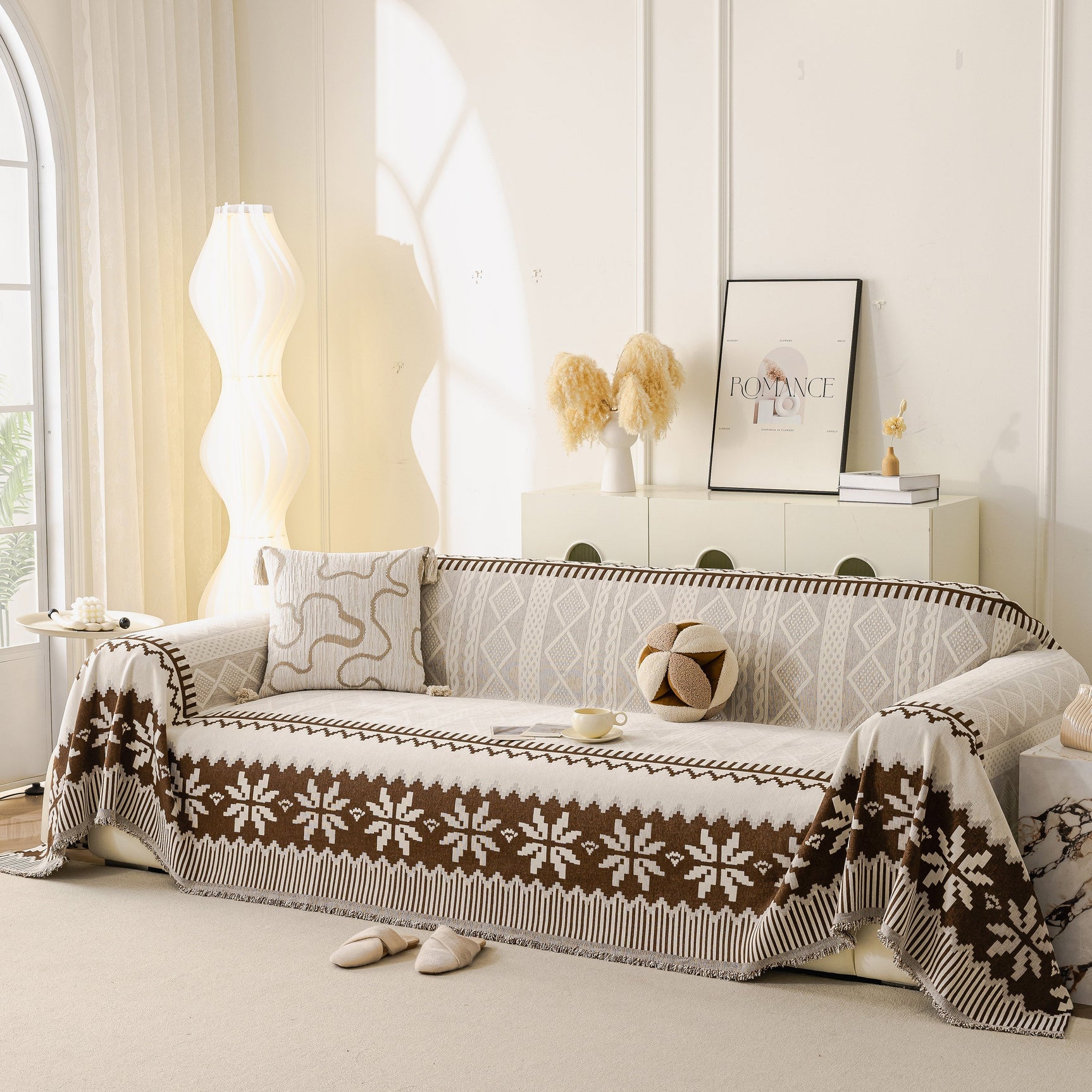 Thick Jacquard Couch Cover for Sectional Sofas, Cozy Washable Sofa Cover Throw Blanket - Ornate Home