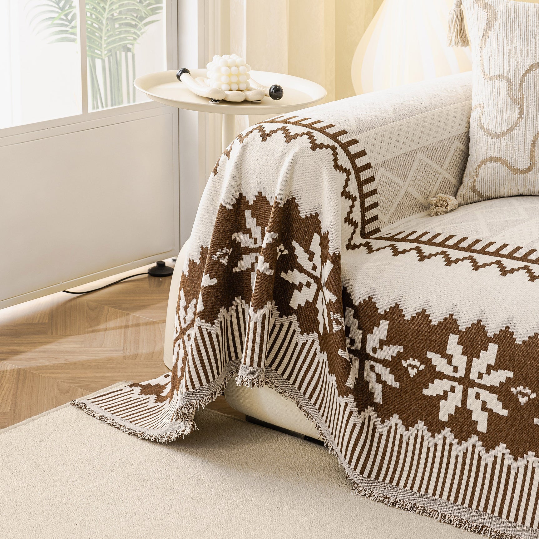 Thick Jacquard Couch Cover for Sectional Sofas, Cozy Washable Sofa Cover Throw Blanket - Ornate Home