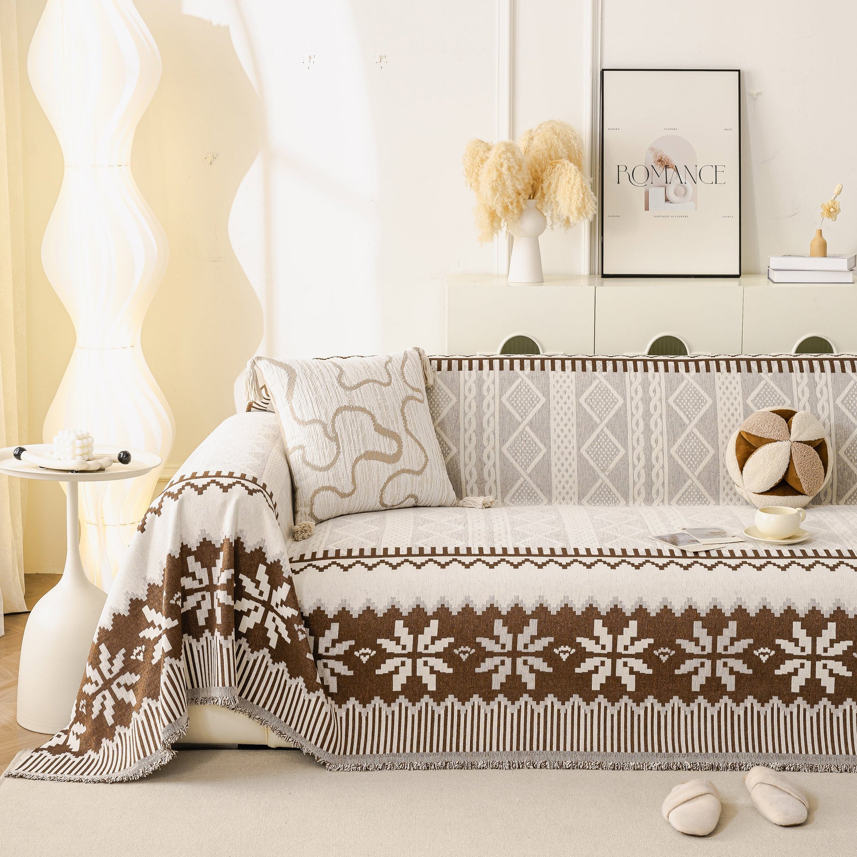 Thick Jacquard Couch Cover for Sectional Sofas, Cozy Washable Sofa Cover Throw Blanket - Ornate Home