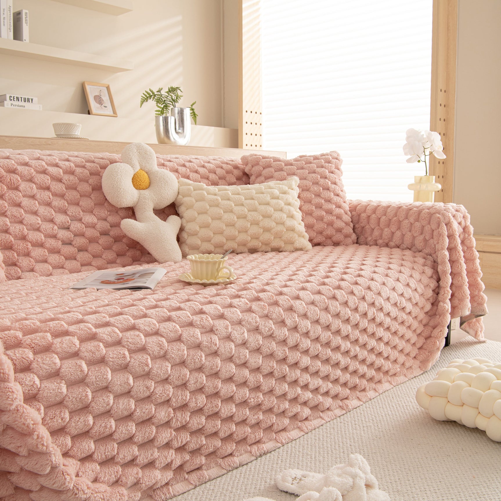 Thick Plush Faux Fur Couch Cover Blanket Warm Fuzzy Blanket Couch Protector for Winter - Ornate Home