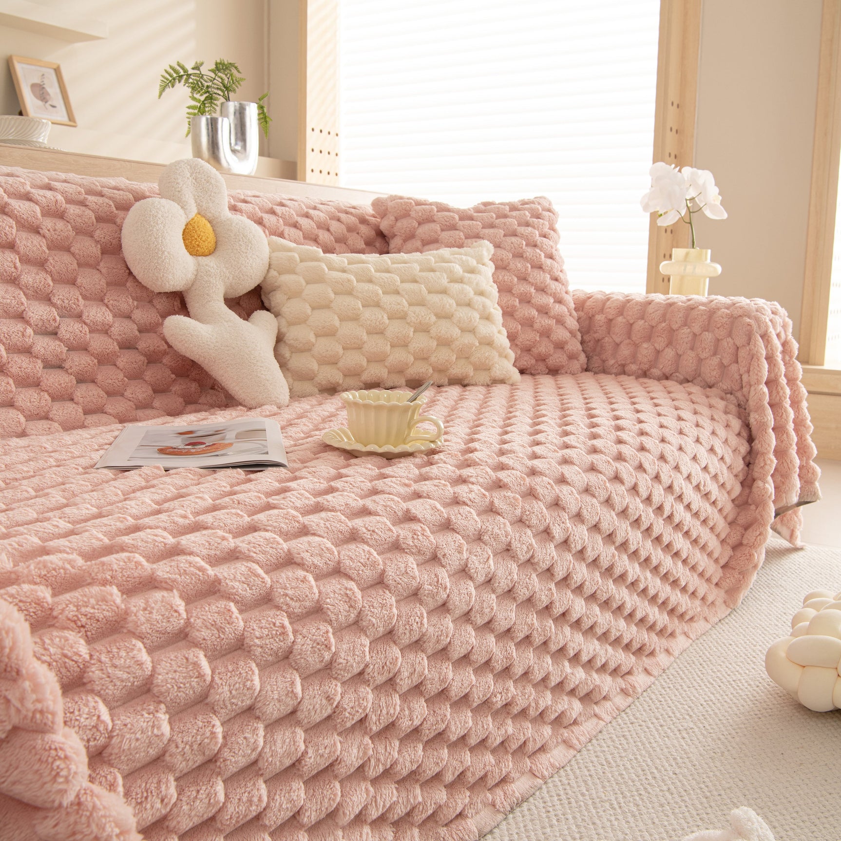 Thick Plush Faux Fur Couch Cover Blanket Warm Fuzzy Blanket Couch Protector for Winter - Ornate Home