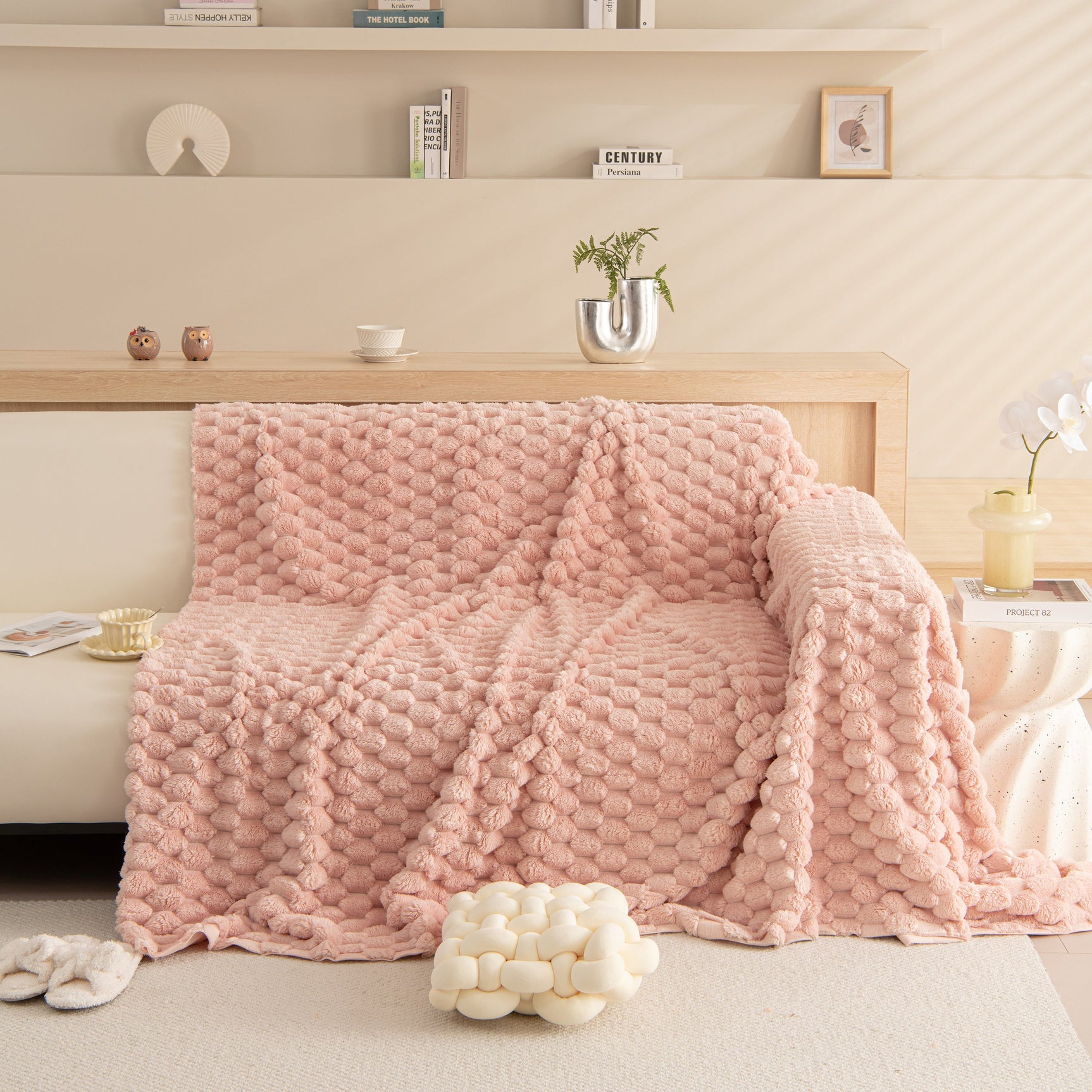 Thick Plush Faux Fur Couch Cover Blanket Warm Fuzzy Blanket Couch Protector for Winter - Ornate Home