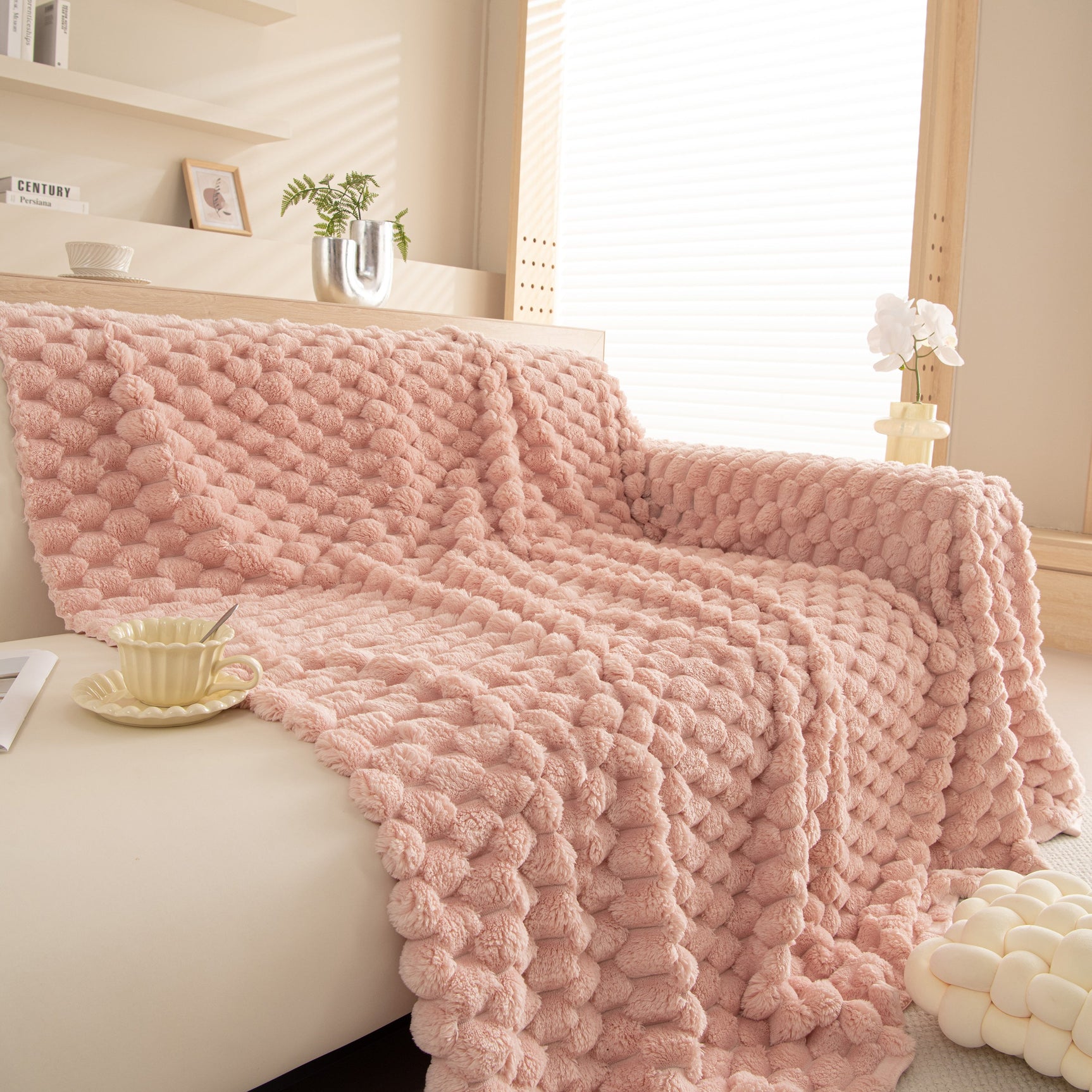 Thick Plush Faux Fur Couch Cover Blanket Warm Fuzzy Blanket Couch Protector for Winter - Ornate Home