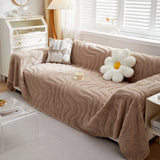 Thick Plush Jacquard Velvet Throw Blanket on Sofa, Sofa Slipcovers and Sectional Sofa Covers - Ornate Home