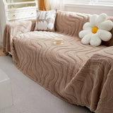 Thick Plush Jacquard Velvet Throw Blanket on Sofa, Sofa Slipcovers and Sectional Sofa Covers - Ornate Home