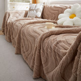 Thick Plush Jacquard Velvet Throw Blanket on Sofa, Sofa Slipcovers and Sectional Sofa Covers - Ornate Home