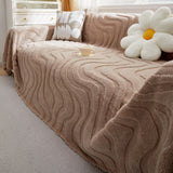 Thick Plush Jacquard Velvet Throw Blanket on Sofa, Sofa Slipcovers and Sectional Sofa Covers - Ornate Home