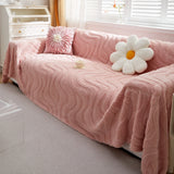 Thick Plush Jacquard Velvet Throw Blanket on Sofa, Sofa Slipcovers and Sectional Sofa Covers - Ornate Home