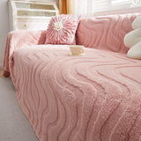 Thick Plush Jacquard Velvet Throw Blanket on Sofa, Sofa Slipcovers and Sectional Sofa Covers - Ornate Home