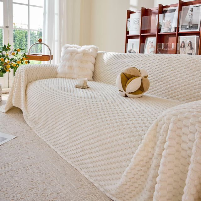 Thick Plush Non-Slip Sofa Throw Cover, Warm Soft Faux Fur Couch Protector for Winter - Ornate Home