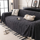 Thick Plush Sofa Cover Throw for Couch, 3D Textured Herringbone Washable Slipcover - Ornate Home