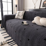 Thick Plush Sofa Cover Throw for Couch, 3D Textured Herringbone Washable Slipcover - Ornate Home