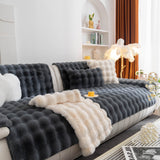 Thick Sofa Cushion Solid Color Faux Fur Fluffy Sofa Cushion Non-Slip Couch Covers - Ornate Home