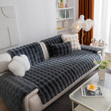 Thick Sofa Cushion Solid Color Faux Fur Fluffy Sofa Cushion Non-Slip Couch Covers - Ornate Home