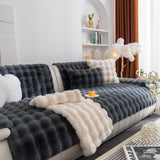 Thick Sofa Cushion Solid Color Faux Fur Fluffy Sofa Cushion Non-Slip Couch Covers - Ornate Home