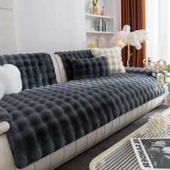 Thick Sofa Cushion Solid Color Faux Fur Fluffy Sofa Cushion Non-Slip Couch Covers - Ornate Home