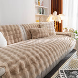 Thick Sofa Cushion Solid Color Faux Fur Fluffy Sofa Cushion Non-Slip Couch Covers - Ornate Home