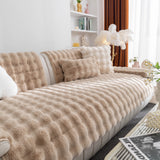 Thick Sofa Cushion Solid Color Faux Fur Fluffy Sofa Cushion Non-Slip Couch Covers - Ornate Home